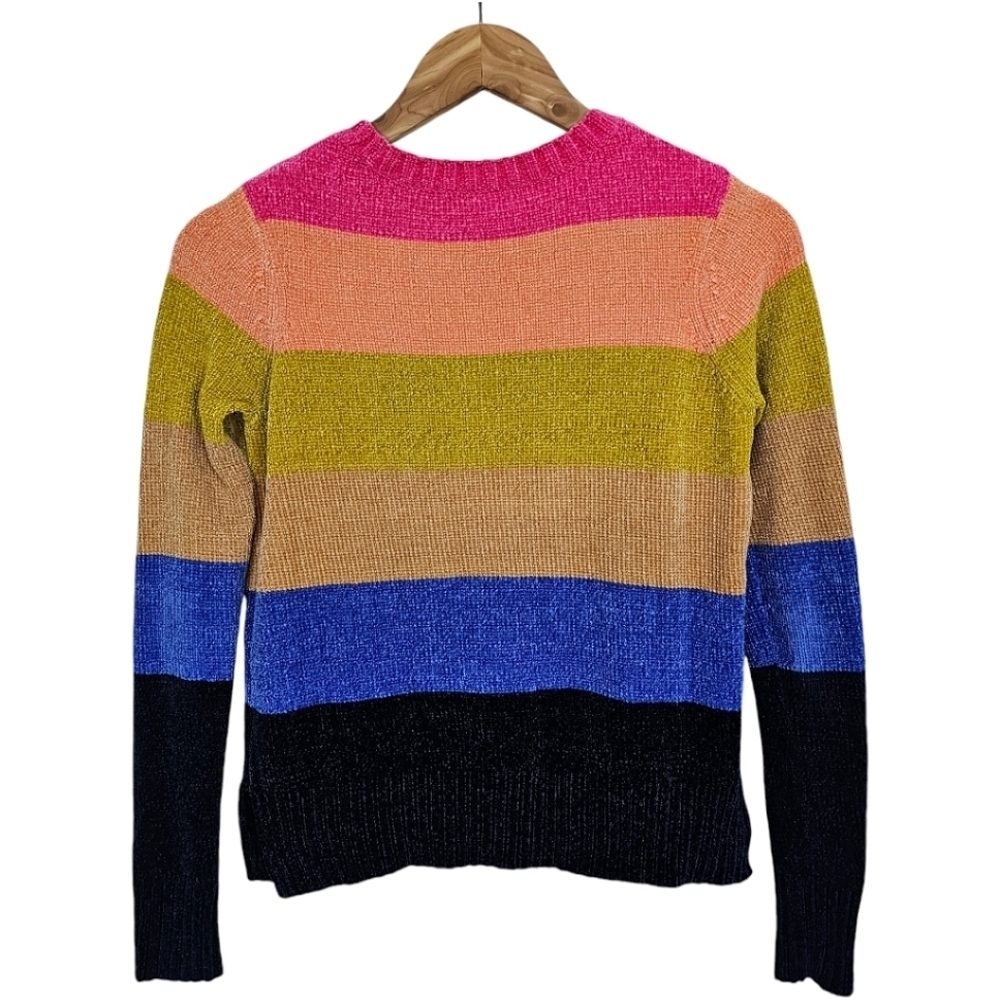 Lisa Todd Colorful Striped Crew Neck Soft Sweater Rainbow Size XS Fall Fashion - Picture 3 of 11